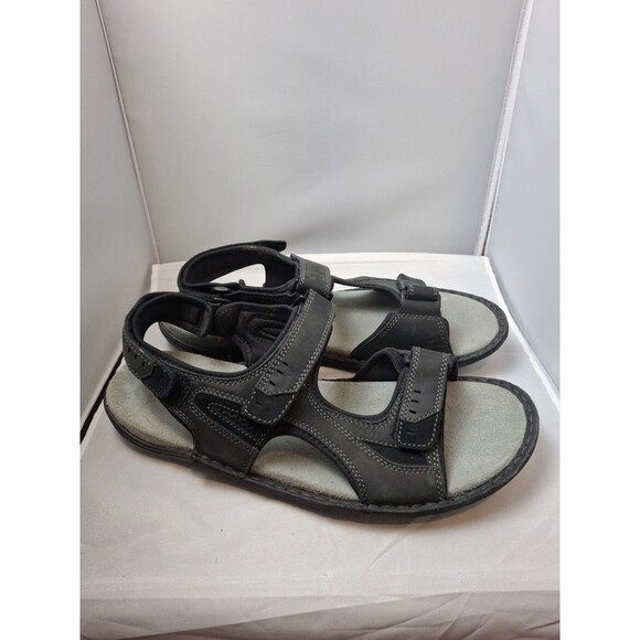 HUSH PUPPIES Men\'s Comfortable Leather Sandals Black Size 13 EW (Extra Wide)